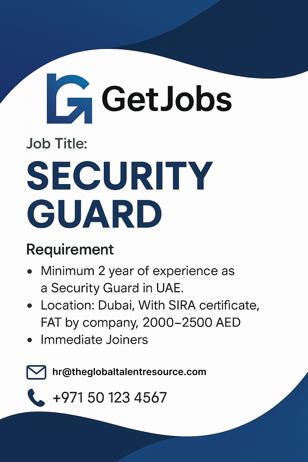 NOW HIRING – SECURITY GUARDS | DUBAI, UAE
